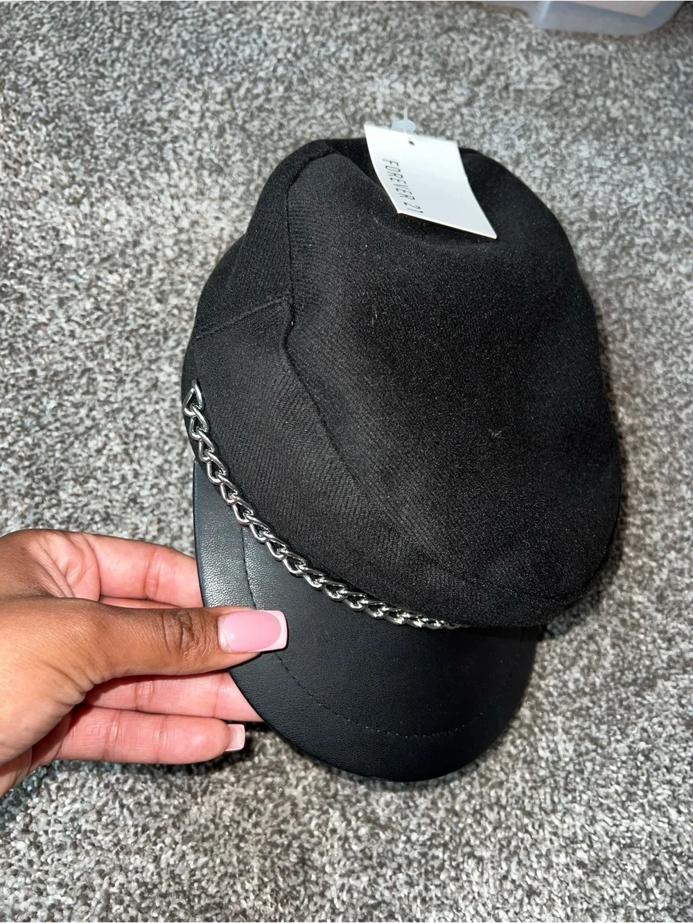 Forever 21 Black Cap with Silver Chain Detail
